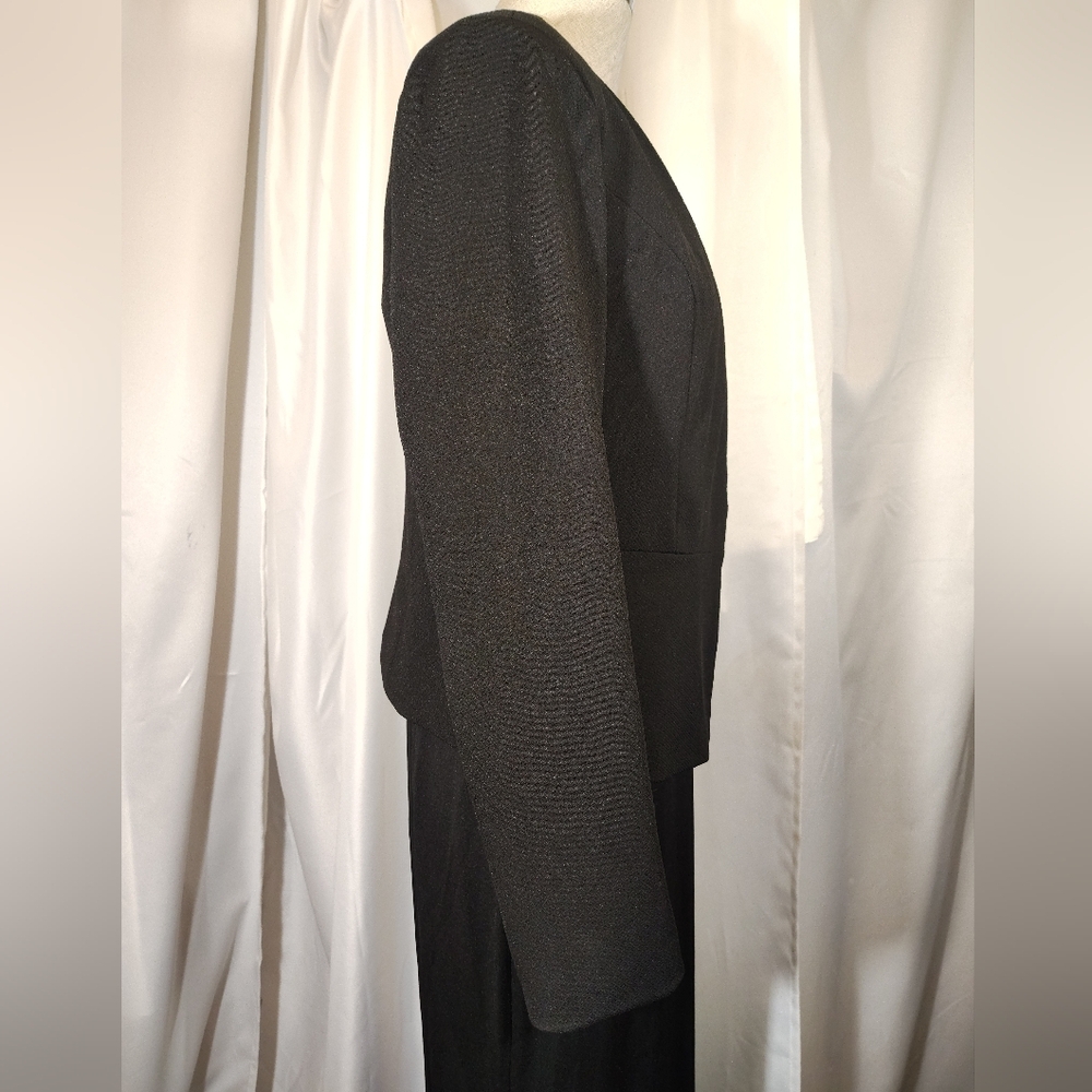 2 Pc: Charlotte Rose Sheath Dress+ Crop Suit Jacket, Black/Silver Floor Lngth, M - Picture 9 of 16